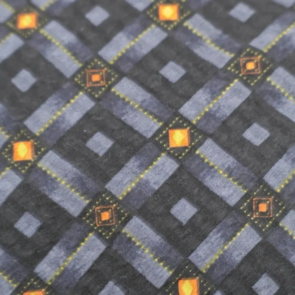 Boss‎ Hugo Boss Geometric Print Blue Black Orange Wide Silk Tie - Picture 2 of 6